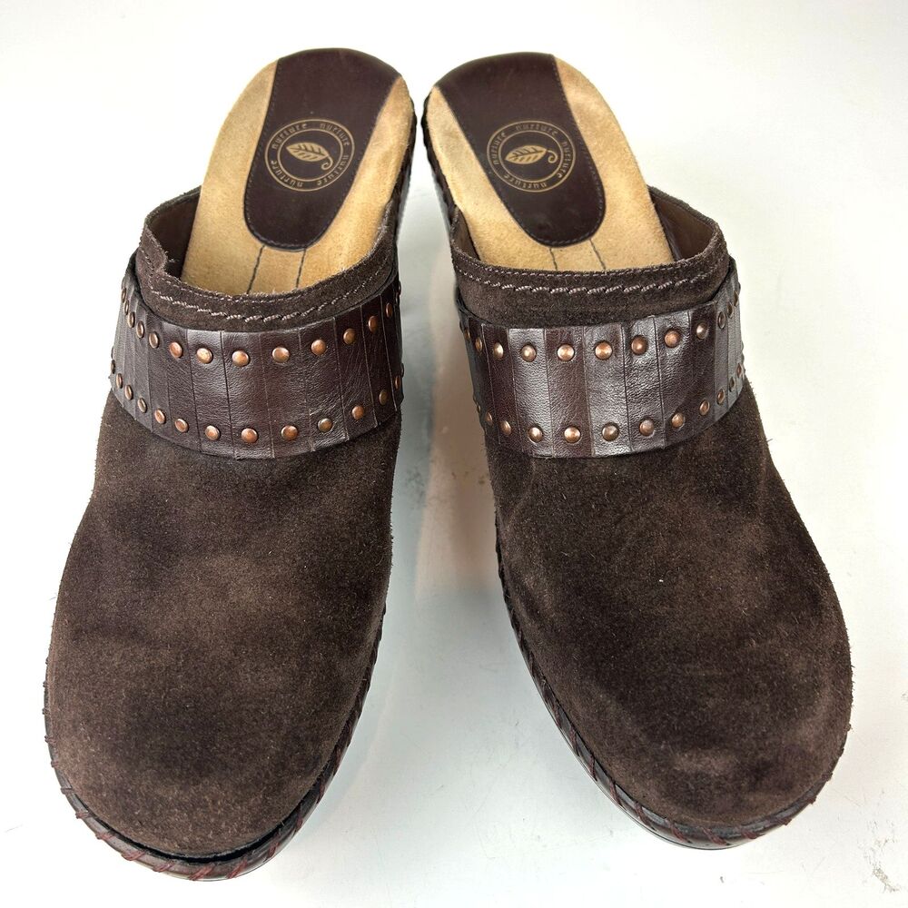 Nurture Windmill Mules Clogs Slip On Shoes Brown Suede Studded Womens Size 11 M - Picture 14 of 14